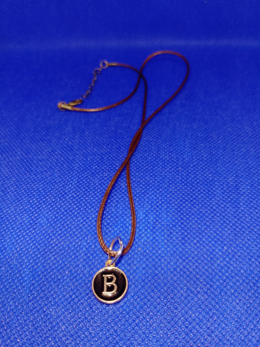 Initial 'B' Round Pendant Necklace in Brown and Gold